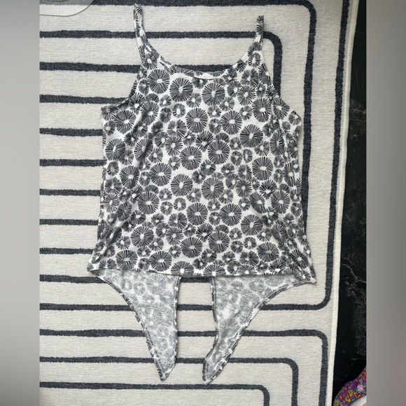 Loft Tie front black and white button down lightweight spaghetti strap top - Picture 3 of 6